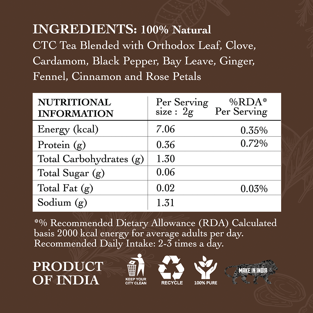 Shaahi Chai Nutritional Info