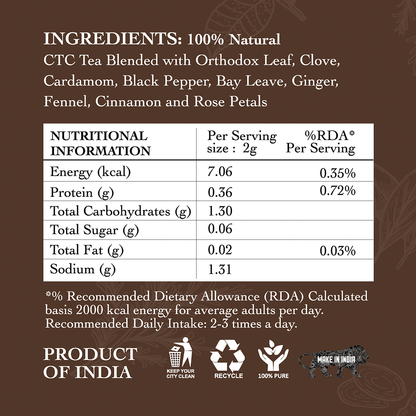 Shaahi Chai Nutritional Info